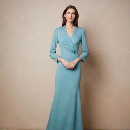 A tall, elegant woman standing confidently