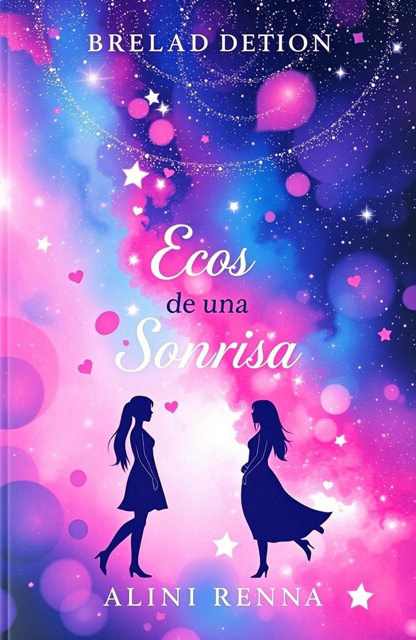 A beautiful book cover titled 'Ecos de una Sonrisa', illustrating a long-distance love story between two women