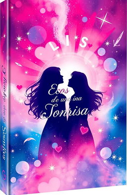 A beautiful book cover titled 'Ecos de una Sonrisa', illustrating a long-distance love story between two women