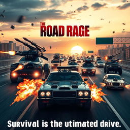 A thrilling movie poster for a film titled 'ROAD RAGE'