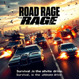 A thrilling movie poster for a film titled 'ROAD RAGE'