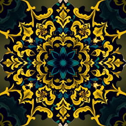 An intricate design showcasing a blend of modern and traditional elements, featuring ornate geometric patterns interwoven with floral motifs
