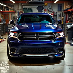 A modified 2023 Dodge Durango featuring a front end swap from a 2015 Ram 1500, showcasing the distinct grille and headlights of the Ram integrated into the sleek body of the Durango