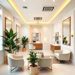 A sophisticated dental office interior design featuring elegant decor