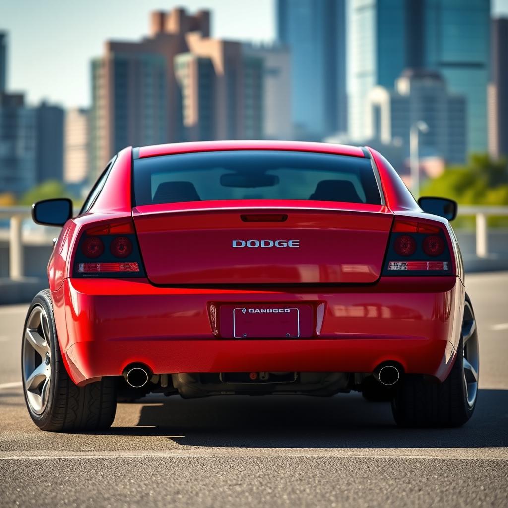 A sleek and modern 2006 Dodge Charger in vibrant red color, showcasing its sporty design with a well-defined body and striking features