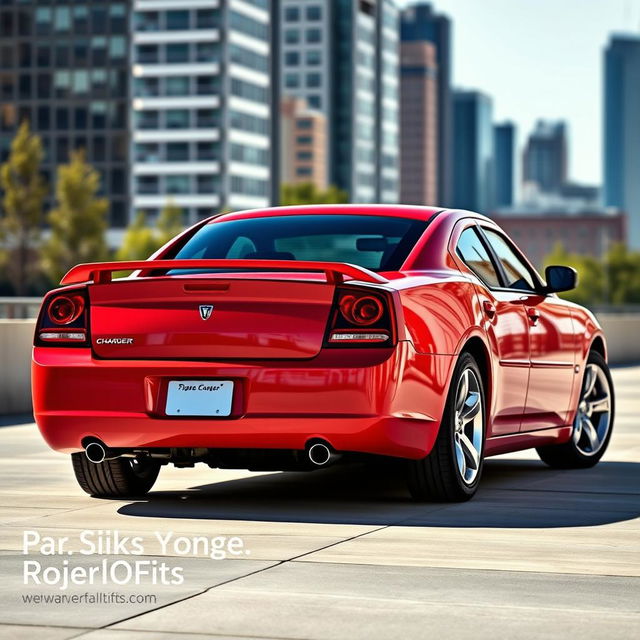 A sleek and modern 2006 Dodge Charger in vibrant red color, showcasing its sporty design with a well-defined body and striking features