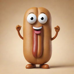 Create an image of the character Pou, styled to look like a hot dog. Include the name 'Poudog' in a playful and tasteful manner.