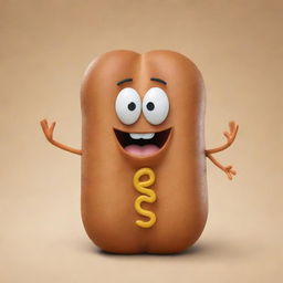 Create an image of the character Pou, styled to look like a hot dog. Include the name 'Poudog' in a playful and tasteful manner.