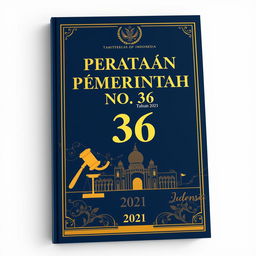 An elegant book cover for 'Peraturan Pemerintah No