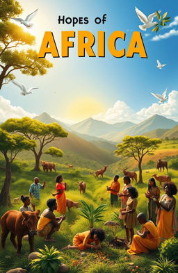 A vibrant and hopeful scene depicting the spirit of Africa, showcasing lush landscapes that include savannahs, mountains, and wildlife, symbolizing the promise of peace and coexistence