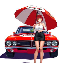 A vibrant depiction of a red classic muscle car featuring the Krasnodar Racing Team logo prominently displayed on its body