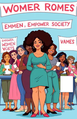 A vibrant illustration representing women's electoral rights, depicting a diverse group of women of various ethnicities and ages confidently exercising their right to vote