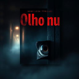 A gripping book cover design for a suspense and murder thriller titled "Olho nu"