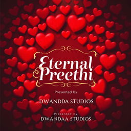 A visually striking artwork featuring a rich background filled with an array of red hearts, symbolizing a deep and affectionate theme of love