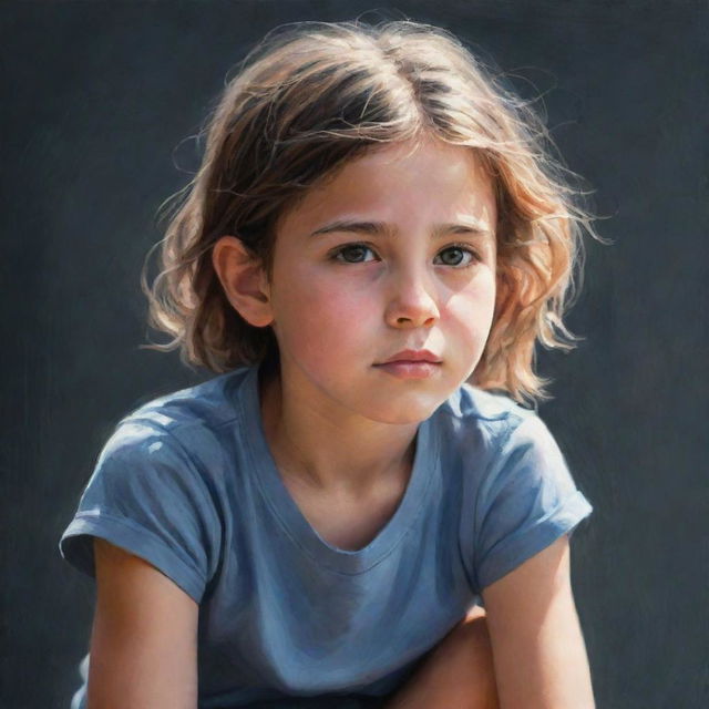 Artistic illustration of a young girl maturing over time amidst hardships. Show her strength and resilience shining through even in difficult circumstances.