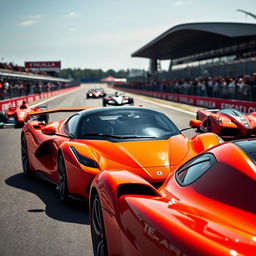 A striking orange Ferrari LaFerrari, captured at the Circuito del Jarama racetrack