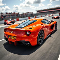 A striking orange Ferrari LaFerrari, captured at the Circuito del Jarama racetrack