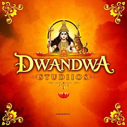 An enchanting poster for DWANDWA STUDIOS that beautifully captures the cultural essence of Karnataka with a divine touch inspired by the Mahabharata