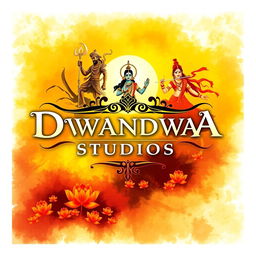 An enchanting poster for DWANDWA STUDIOS that beautifully captures the cultural essence of Karnataka with a divine touch inspired by the Mahabharata