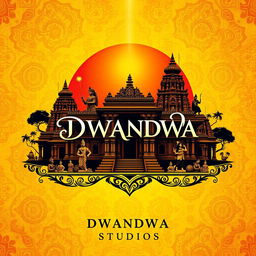 An evocative poster for DWANDWA STUDIOS that embodies the cultural richness of Karnataka, India, accentuated with a color scheme of yellow, red, and black