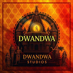 An evocative poster for DWANDWA STUDIOS that embodies the cultural richness of Karnataka, India, accentuated with a color scheme of yellow, red, and black