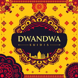 A striking poster for DWANDWA STUDIOS that embodies the cultural heritage of Karnataka through a vibrant color palette of yellow, red, and black