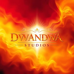 A captivating poster for DWANDWA STUDIOS featuring a dynamic background that blends rich shades of red and yellow, symbolizing vibrancy and warmth