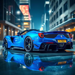 A stunning blue LaFerrari featuring an impressive body kit, showcasing its aerodynamic design and aggressive stance