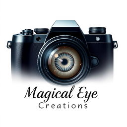 A captivating poster for 'Magical Eye Creations' featuring a pristine white background that evokes a sense of purity and clarity