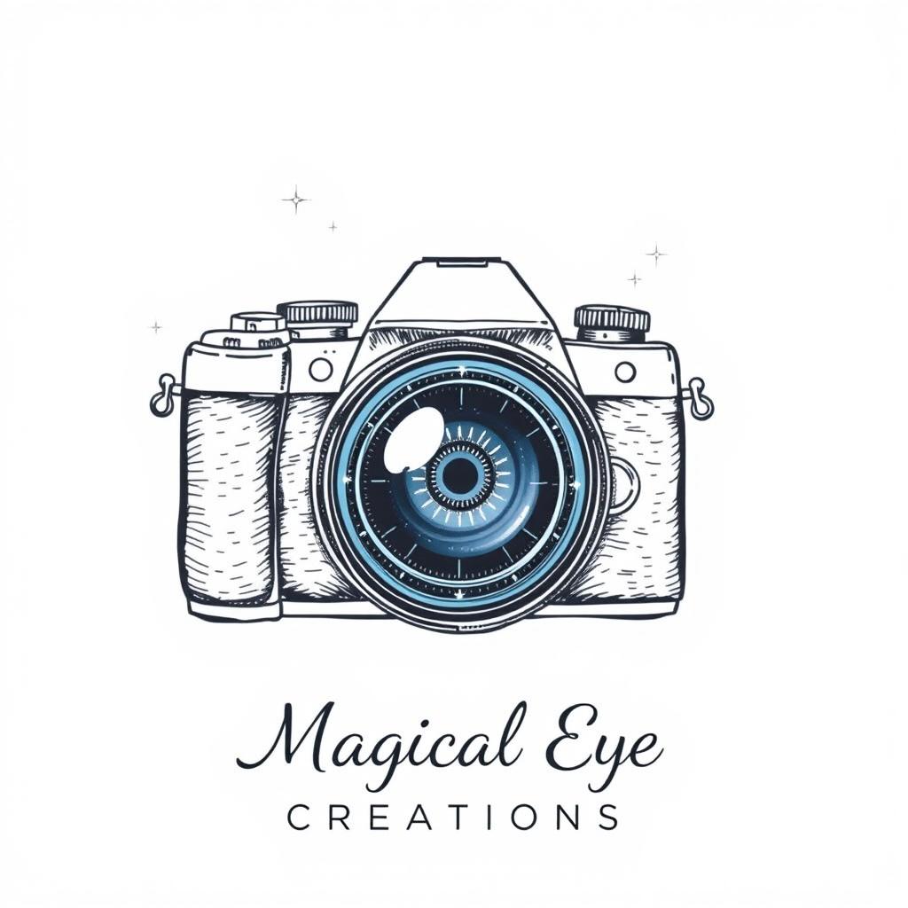 An enchanting poster for 'Magical Eye Creations' featuring a bright white background that enhances the feeling of openness and creativity