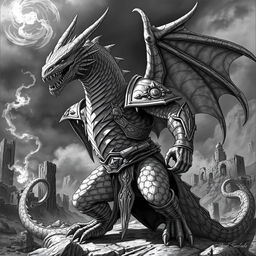 A dragonborn character inspired by Dungeons and Dragons, depicted in an epic fantasy art style