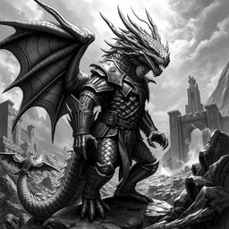 A dragonborn character inspired by Dungeons and Dragons, depicted in an epic fantasy art style