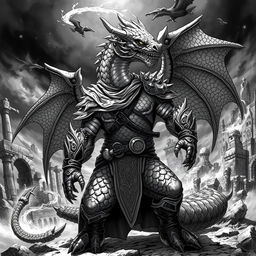 A dragonborn character inspired by Dungeons and Dragons, depicted in an epic fantasy art style