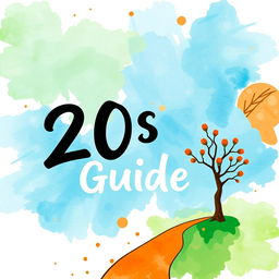 A creative e-book cover titled '20s Guide', focusing on self-development and self-awareness