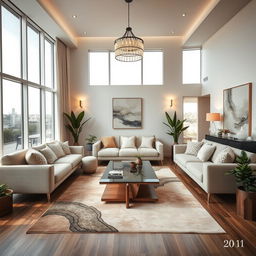 A beautifully designed salon (living room) measuring 20 meters, featuring modern and stylish furniture