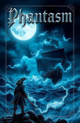 A dramatic and engaging book cover for a fantasy pirate theme titled 'Phantasm'