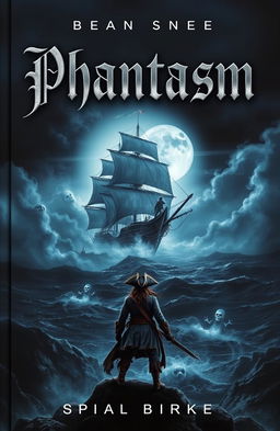 A dramatic and engaging book cover for a fantasy pirate theme titled 'Phantasm'