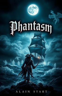 A dramatic and engaging book cover for a fantasy pirate theme titled 'Phantasm'