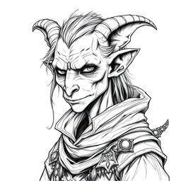 A detailed and captivating portrait of a Thieffelin character from Dungeons and Dragons, sketched in a fantastic art style