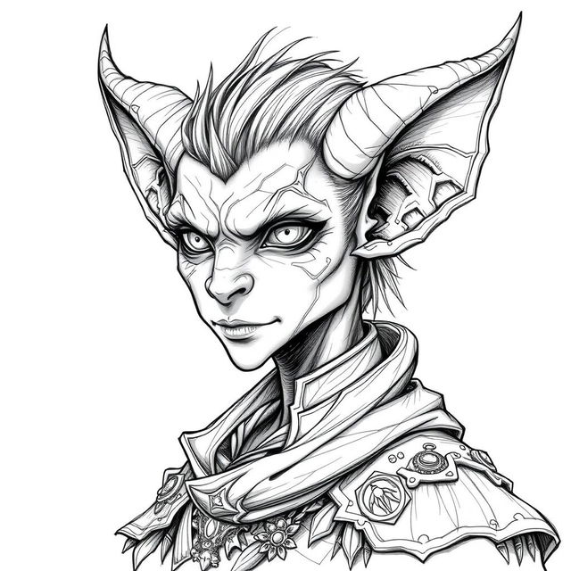 A detailed and captivating portrait of a Thieffelin character from Dungeons and Dragons, sketched in a fantastic art style