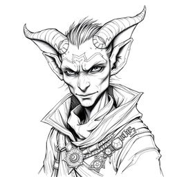 A detailed and captivating portrait of a Thieffelin character from Dungeons and Dragons, sketched in a fantastic art style