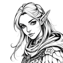 A detailed and captivating portrait of a female Thieffelin character from Dungeons and Dragons, sketched in a fantastic art style