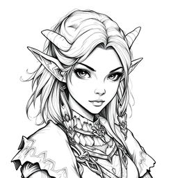 A detailed and captivating portrait of a female Thieffelin character from Dungeons and Dragons, sketched in a fantastic art style