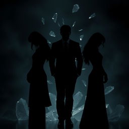 A dramatic image in dark tones representing a love triangle