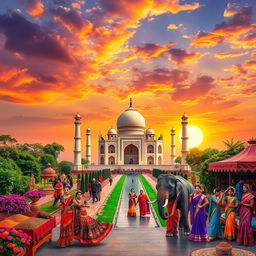 A vibrant and colorful depiction of India, showcasing its rich culture and diverse landscapes