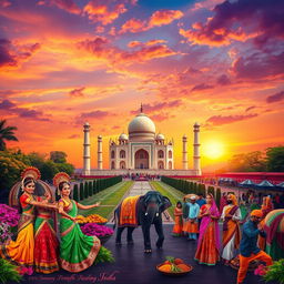 A vibrant and colorful depiction of India, showcasing its rich culture and diverse landscapes