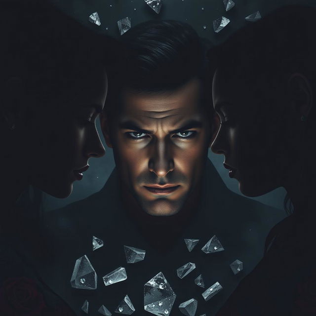 An intense and emotional image representing a complicated love triangle