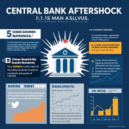 A dynamic and engaging infographic that summarizes the latest financial news including Central Bank Aftershock and key market moves