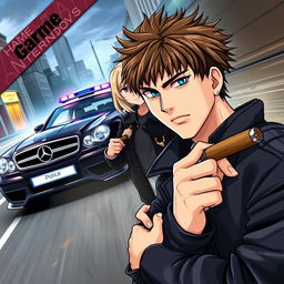 An exciting game poster for an anime-style open-world criminal action adventure titled 'Criminal Case Chronicles'