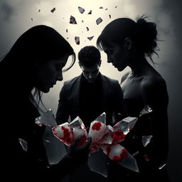 A high-quality cover image that represents the shape of an intense love triangle